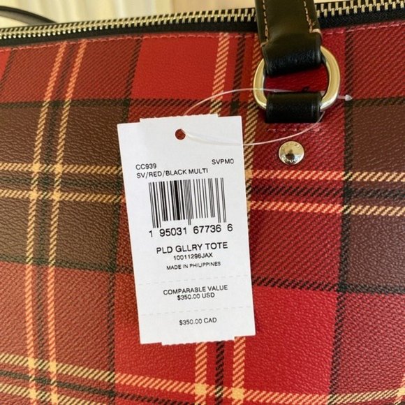 Coach Tartan plaid Signature gallery tote handbag purse Authentic NWT - Picture 5 of 7